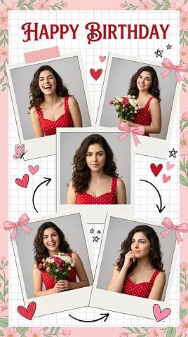 Photorealistic Digital Scrapbook Collage Birthday Card