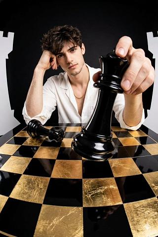 Distorted Perspective Chess Player Fashion Portrait