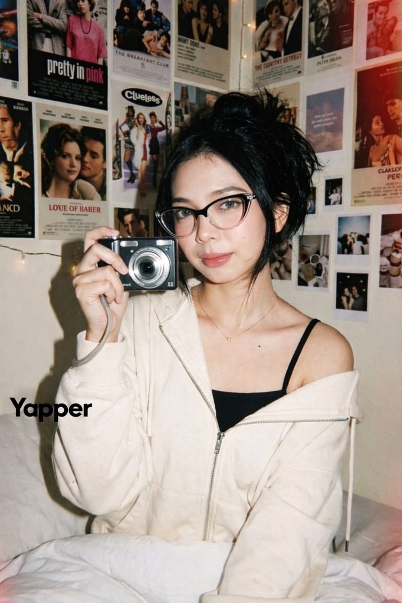 Y2K Digital Camera Portrait with Aesthetic Room Setting