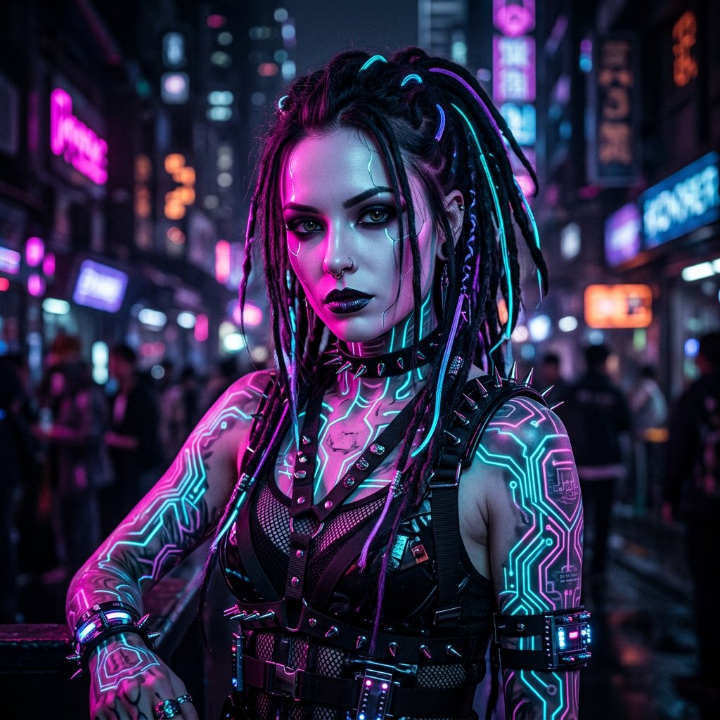 Cyberpunk Portrait of a Cybergoth Woman
