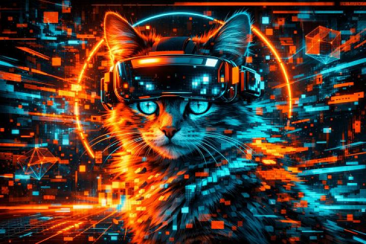 Surreal Glitch Cat in VR